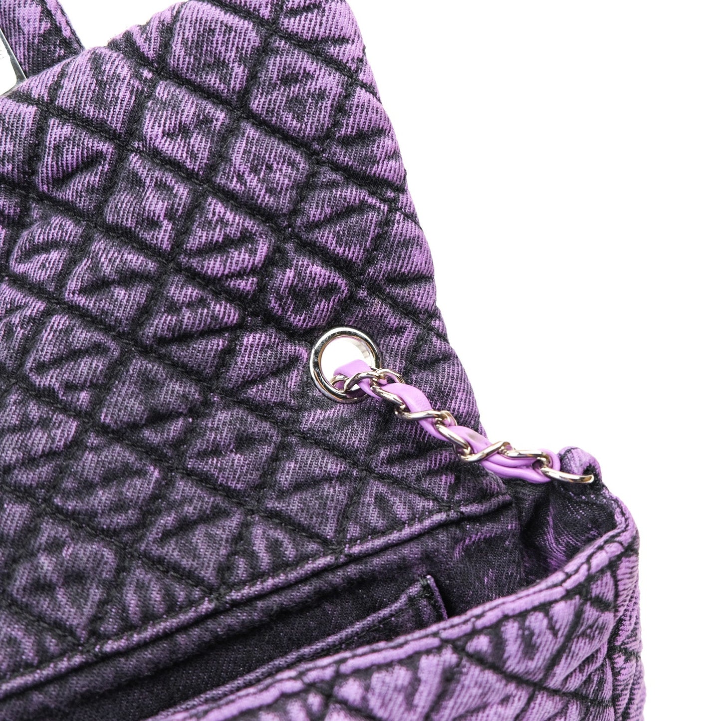 Chanel Denim Quilted Small Flap Purple Black