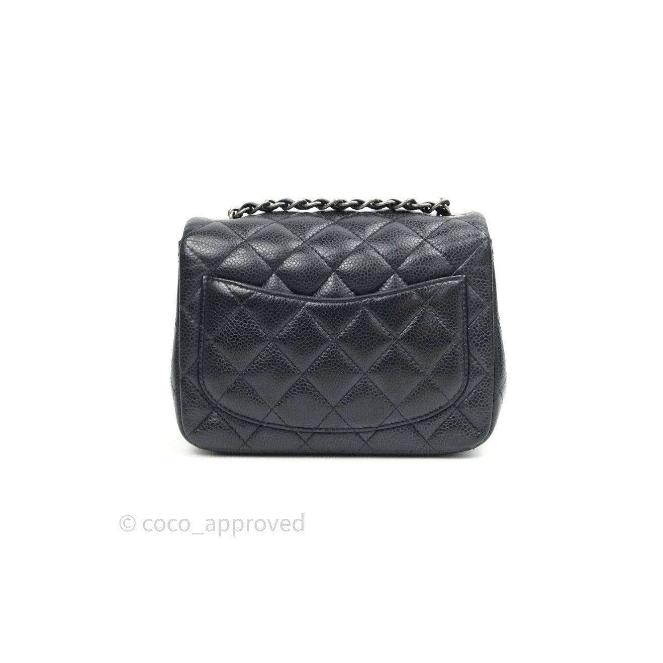 Chanel Mini Square Black Quilted Caviar Ruthenium Hardware