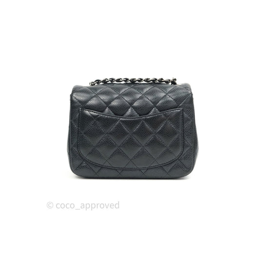 Chanel Mini Square Black Quilted Caviar Ruthenium Hardware