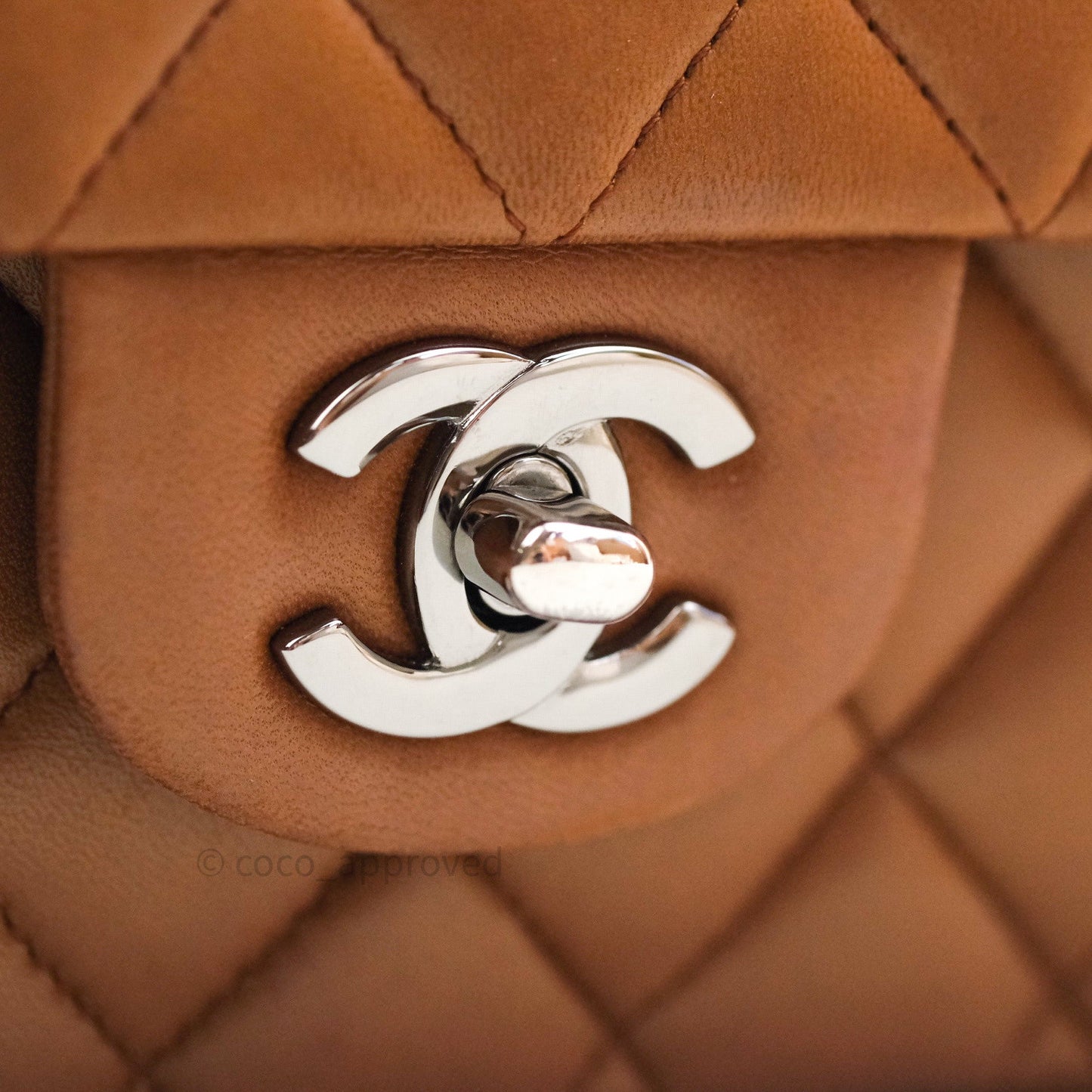 Chanel Classic M/L Brown Lambskin Silver Hardware