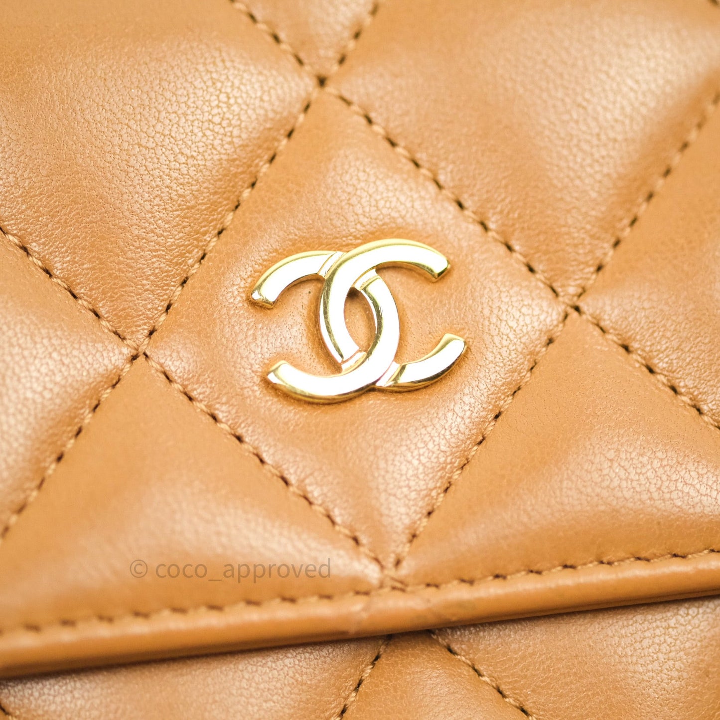 Chanel Dark Beige Lambskin Gold Hardware Long Wallet