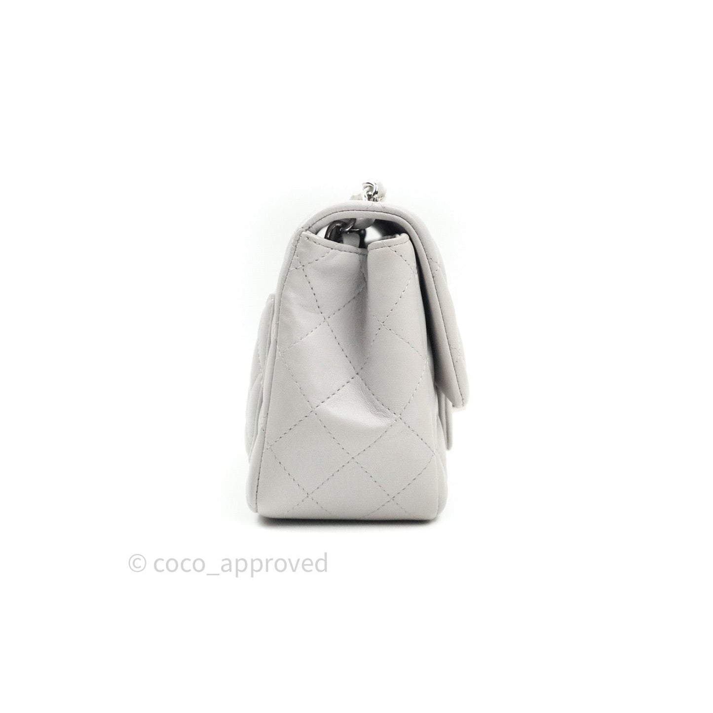 Chanel Mini Square Grey Lambskin Silver Hardware 19B