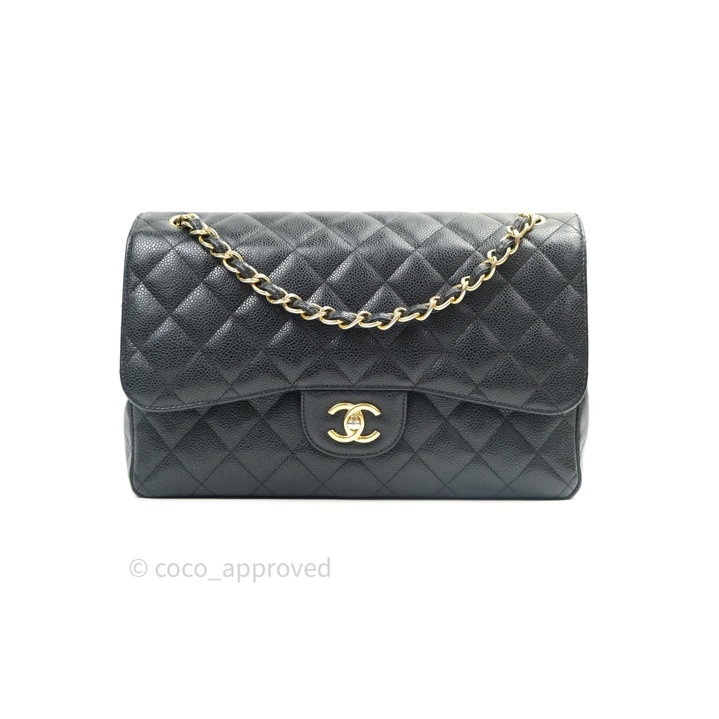 Chanel Jumbo Double Flap Black Caviar Gold Hardware⁣⁣