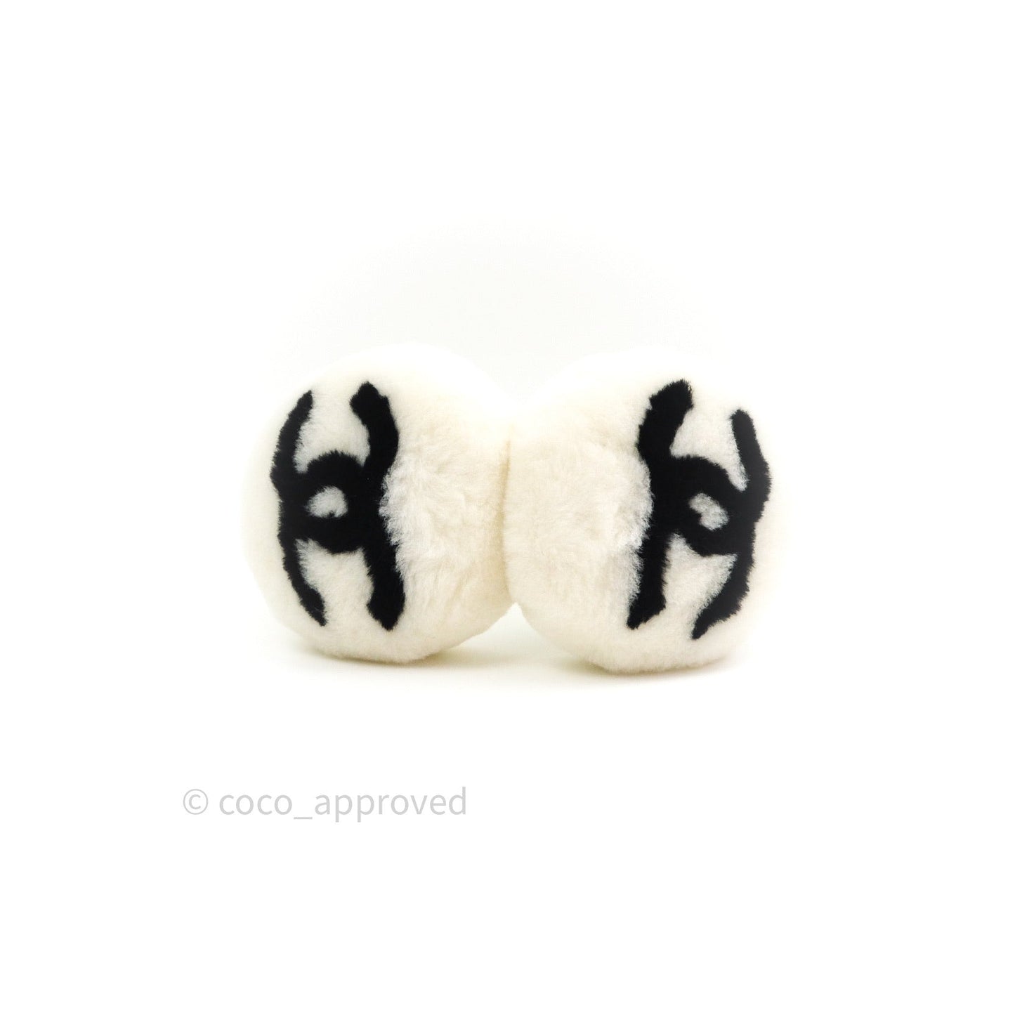 Chanel Shearling Cashmere Ivory Black Earmuffs