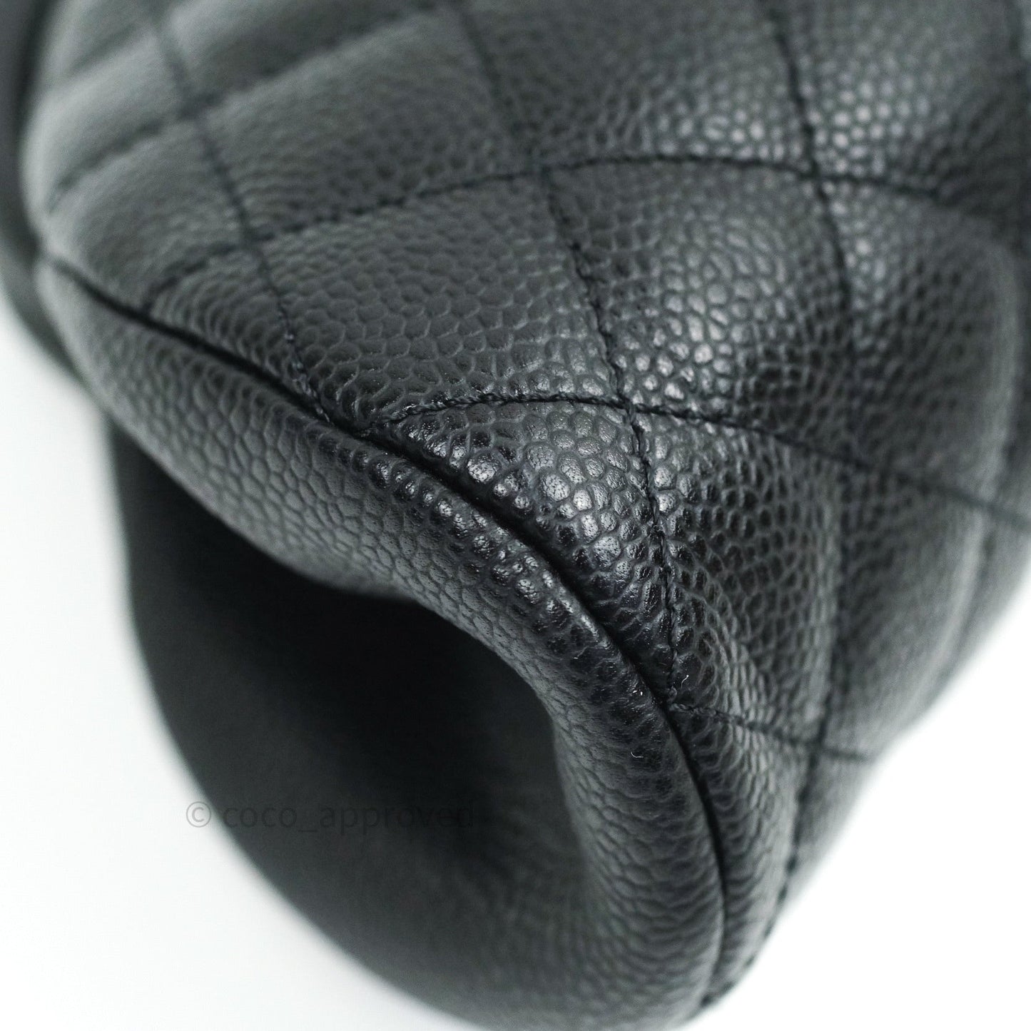 Chanel Quilted Timeless Kisslock Clutch Black Caviar Silver Hardware