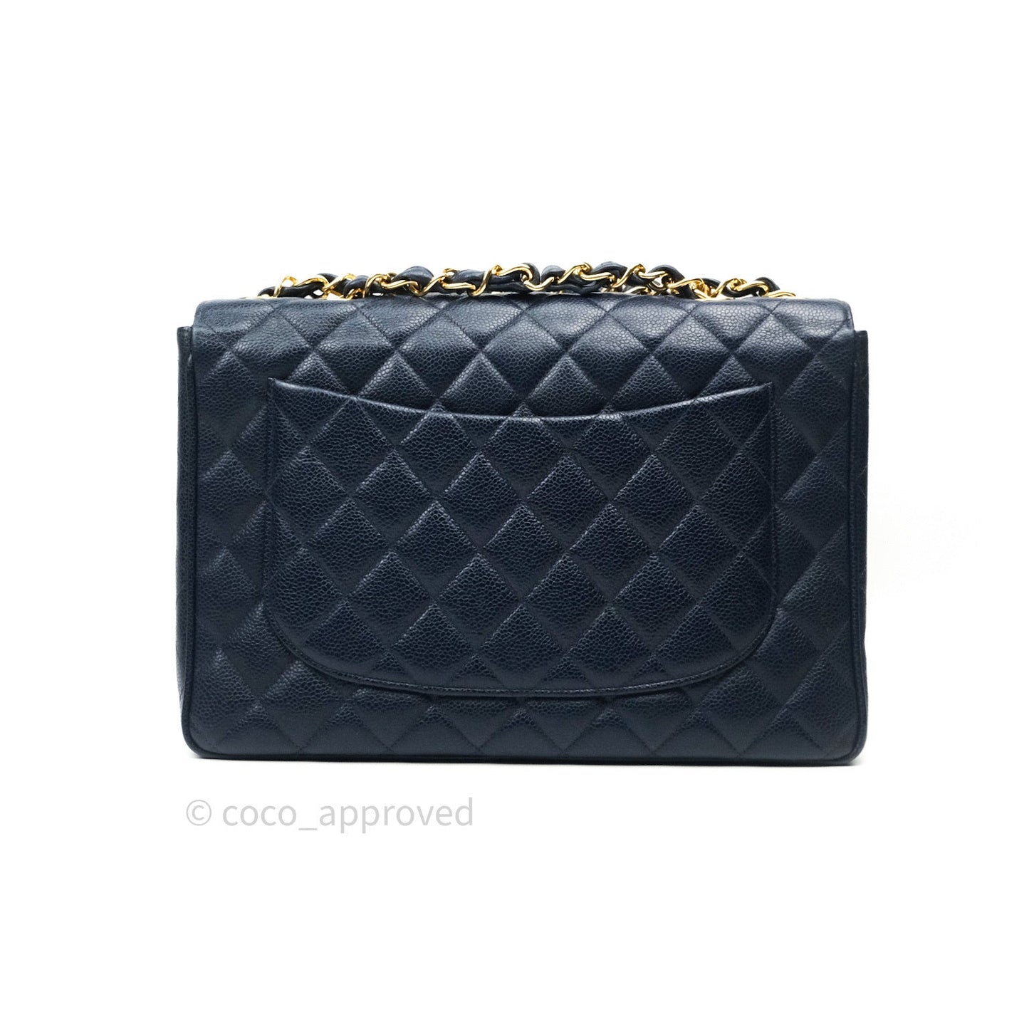 Chanel Vintage XL Jumbo Single Flap Navy Caviar 24K Gold Hardware
