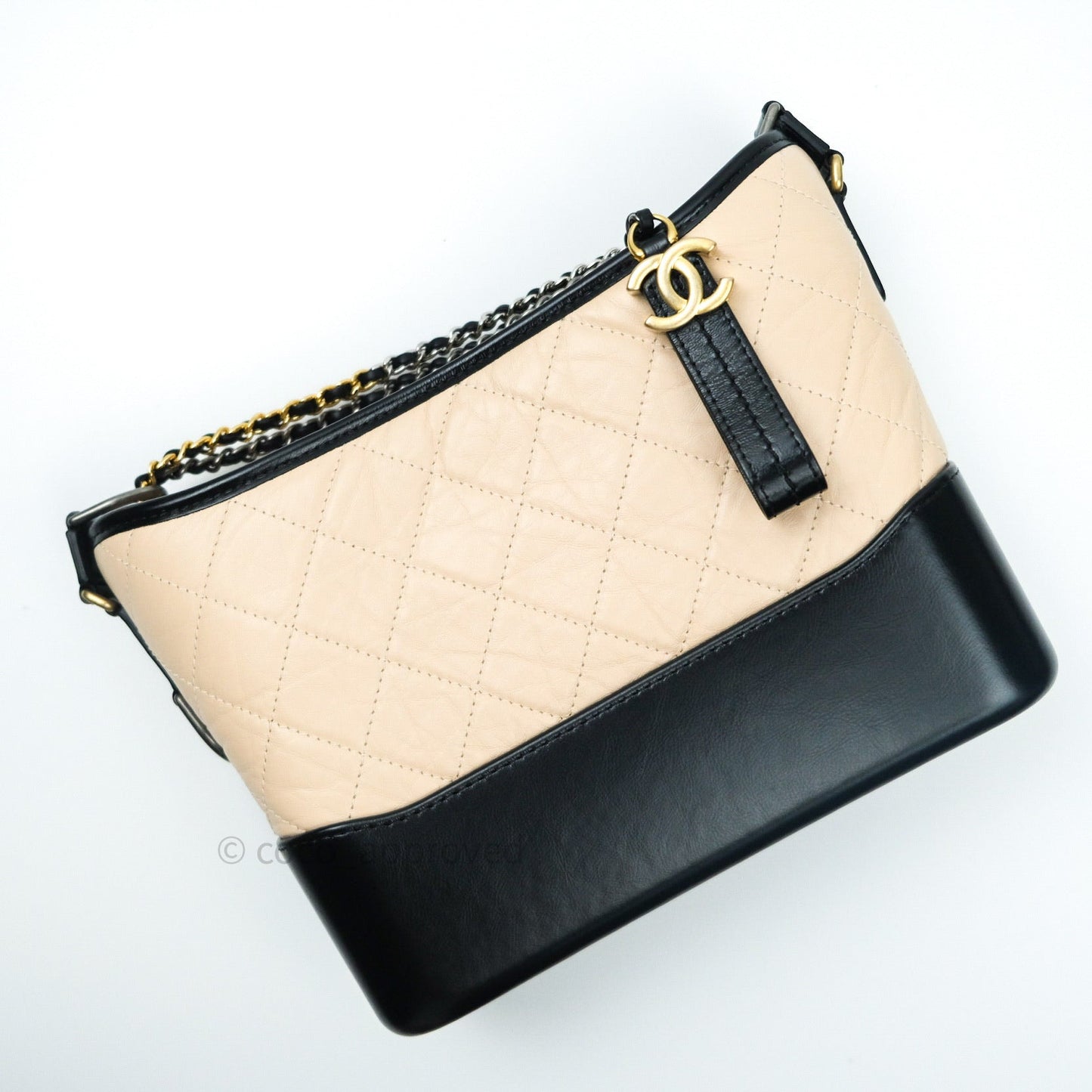 Chanel New Medium Gabrielle Beige Black Aged Calfskin