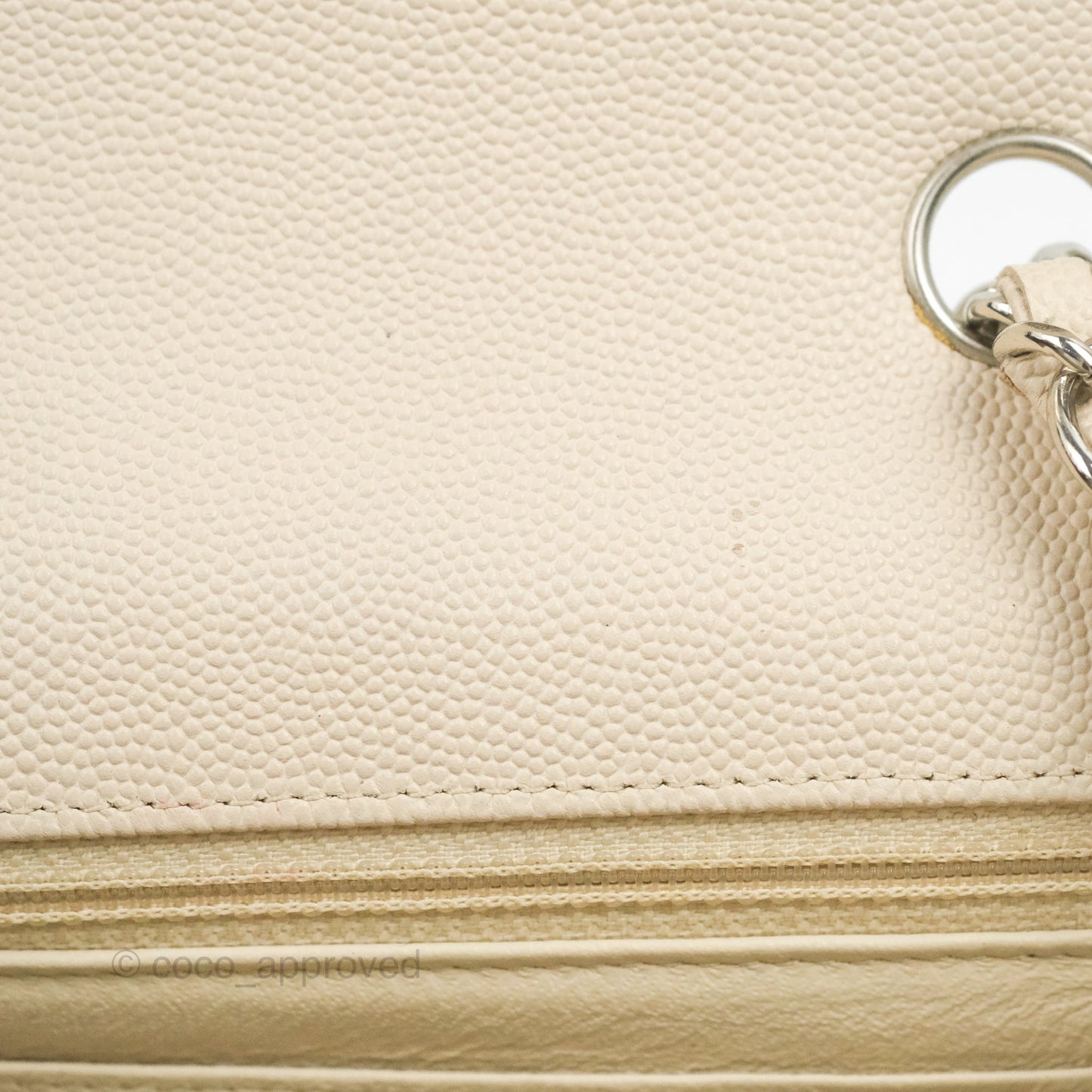 Chanel Quilted Mini Rectangular Ivory Caviar Silver Hardware