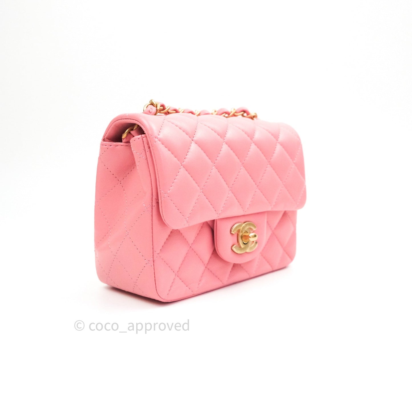Chanel Mini Square Pink Lambskin Gold Hardware