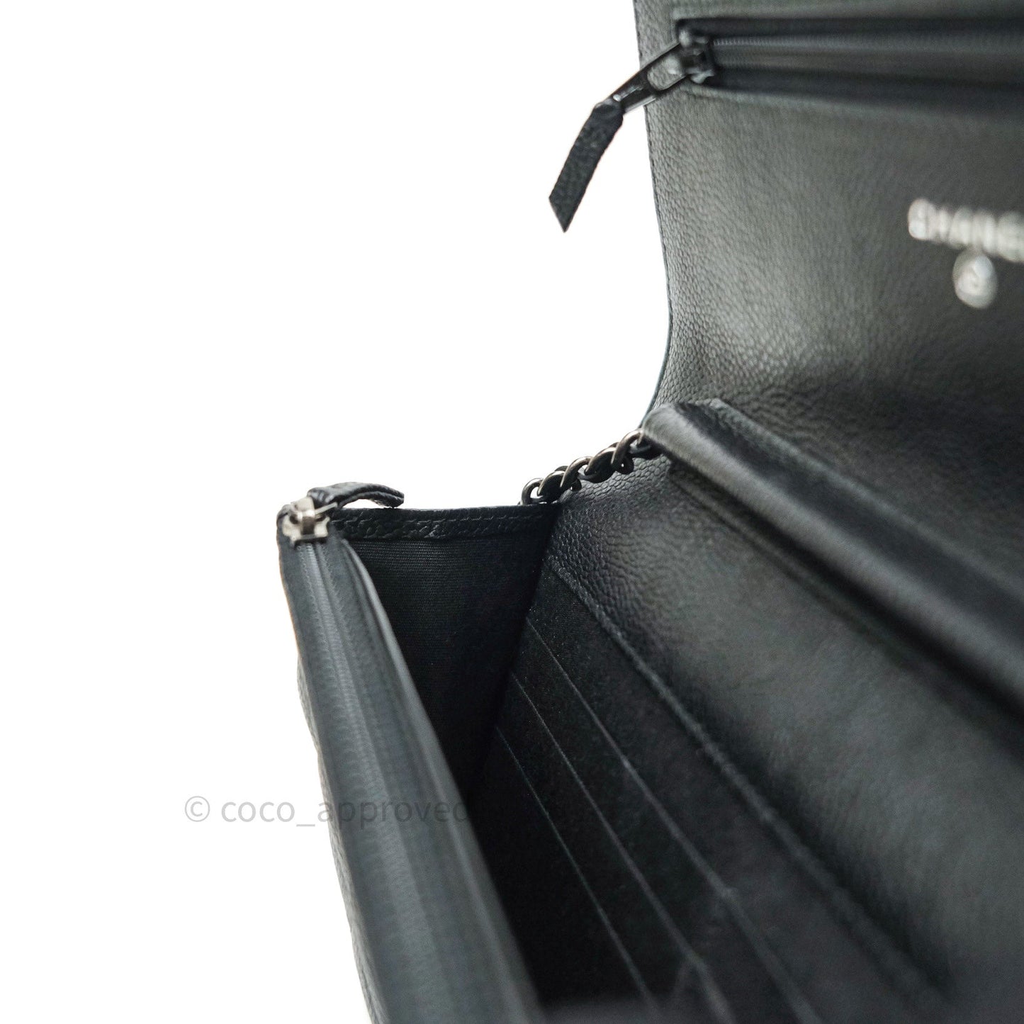 Chanel Boy Wallet on Chain WOC Black Caviar Ruthenium Hardware