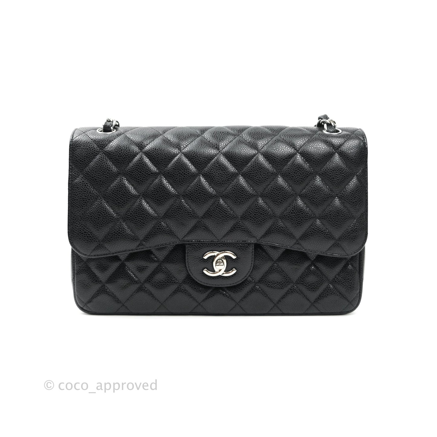 Chanel Jumbo Double Flap Black Caviar Silver Hardware⁣⁣
