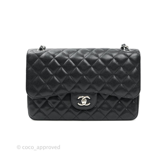 Chanel Jumbo Double Flap Black Caviar Silver Hardware⁣⁣
