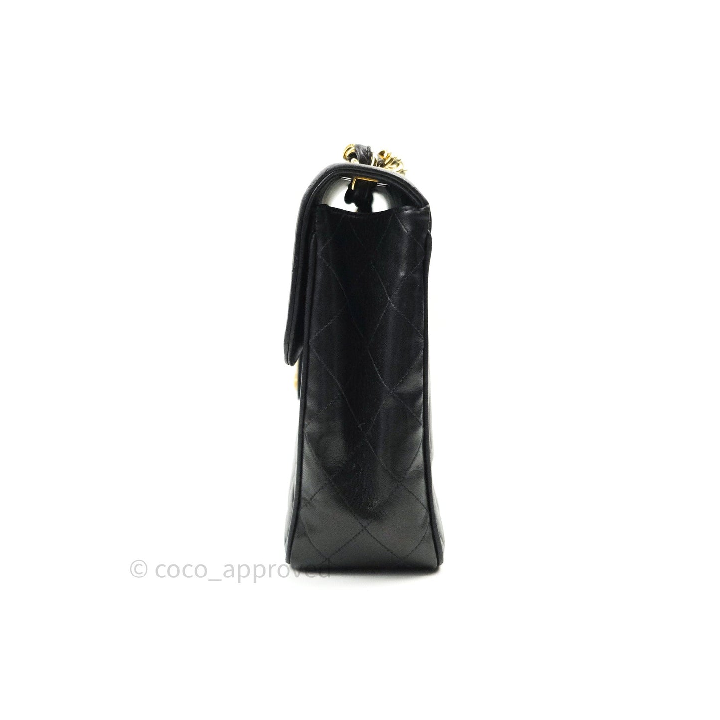 Chanel Vintage XL Jumbo Single Flap Black Lambskin 24K Gold Hardware