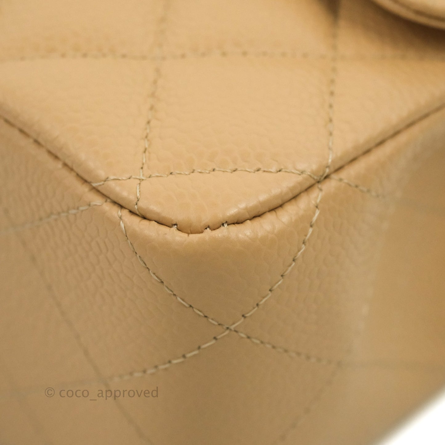 Chanel Classic M/L Medium Flap Quilted Beige Caviar Gold Hardware