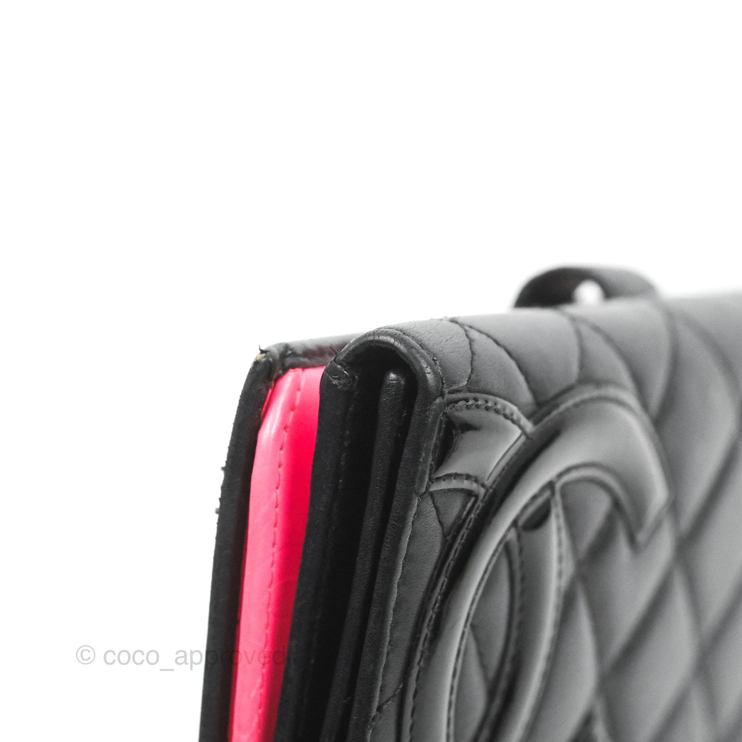 Chanel Quilted Cambon Ligne Flap Wallet Black Lambskin Patent