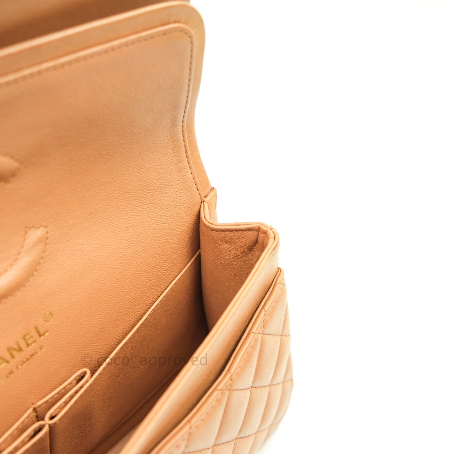 Chanel Classic M/L Beige Lambskin Gold Hardware