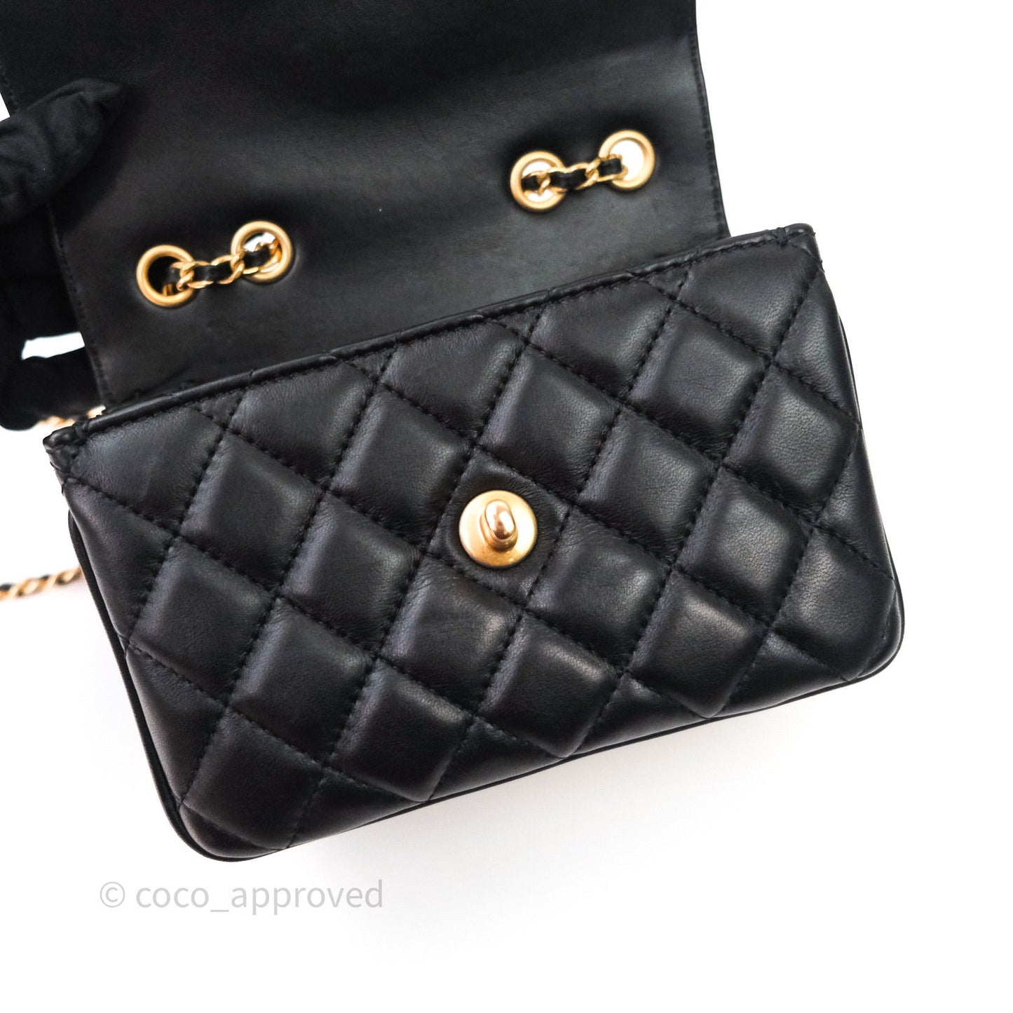 Chanel Coco Vintage Flap Small Bag Black Lambskin Gold Hardware