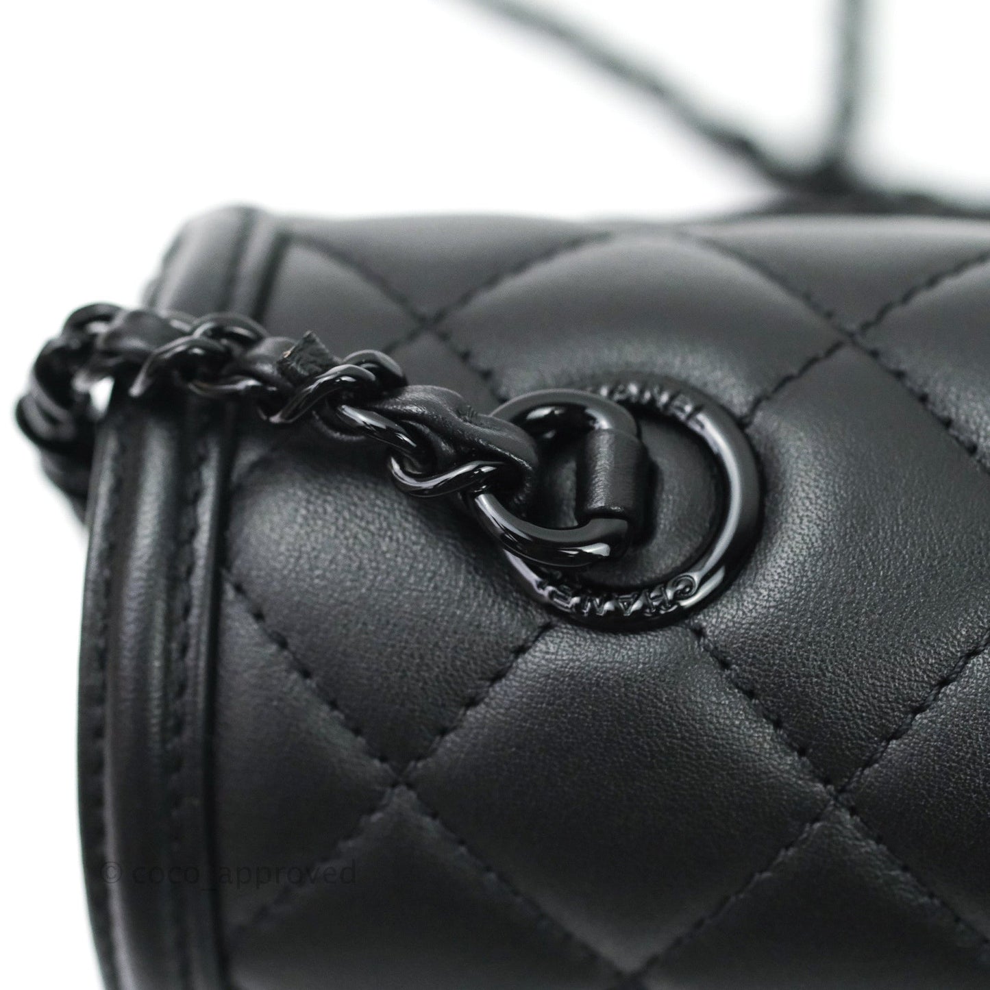 Chanel Quilted Small CC Filigree Flap Black Lambskin So Black Hardware