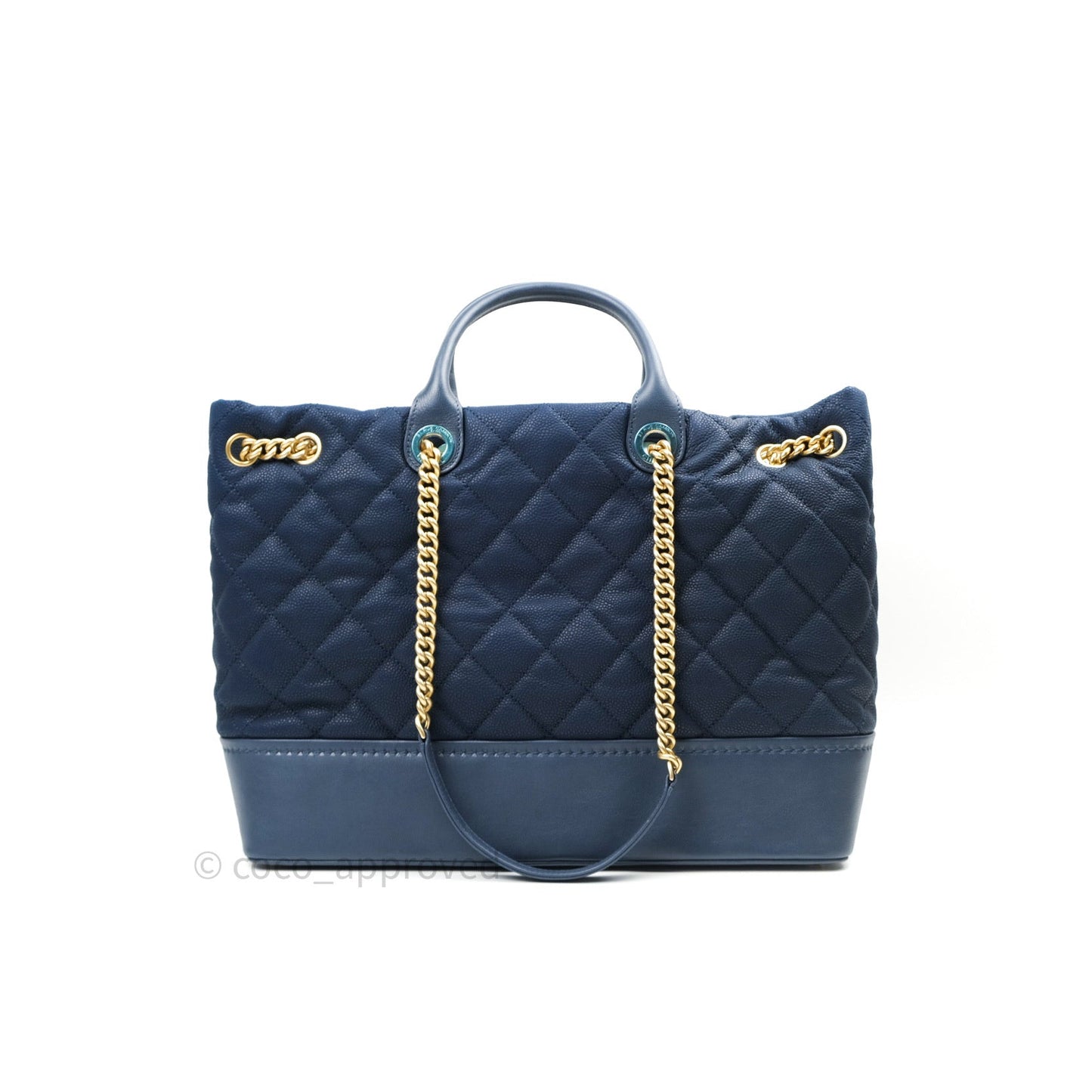 Chanel Iridescent Caviar Quilted Globe Trotter Shopping Tote Blue