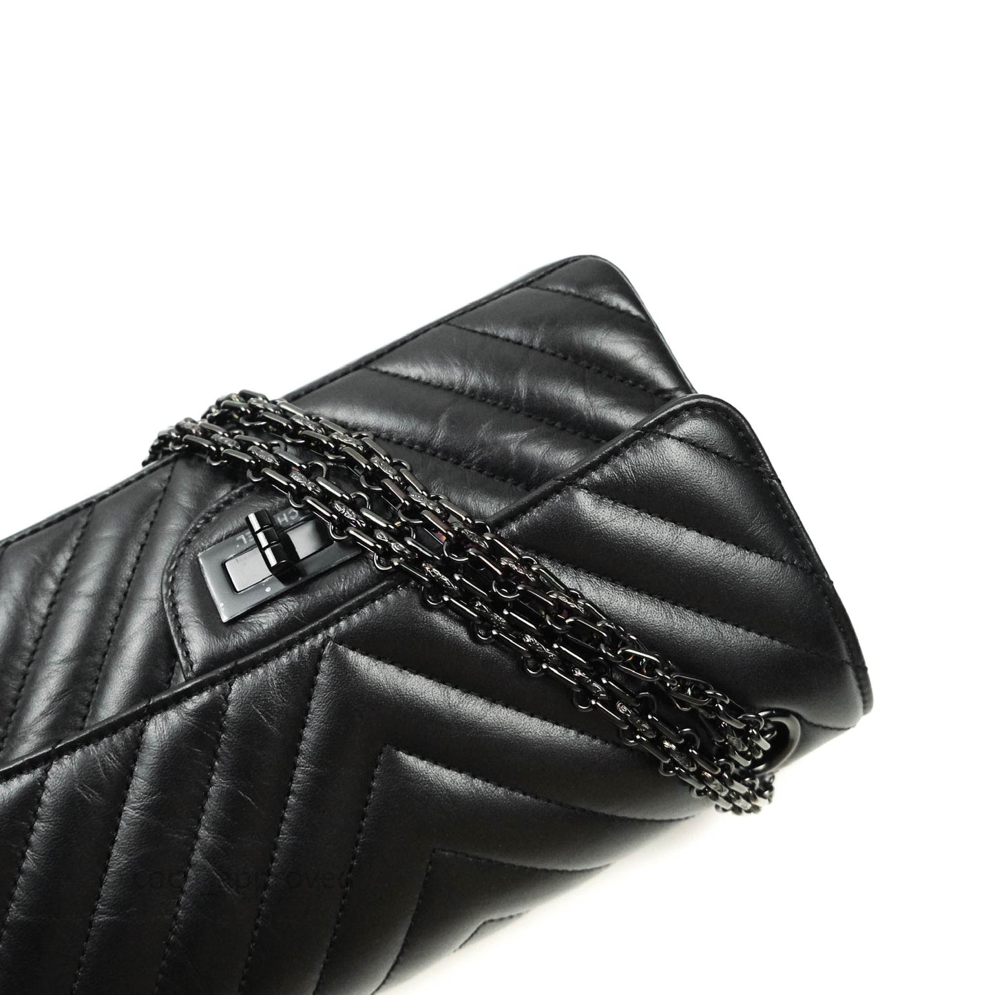Chanel Mini Reissue 224 So Black Chevron Calfskin Black Hardware