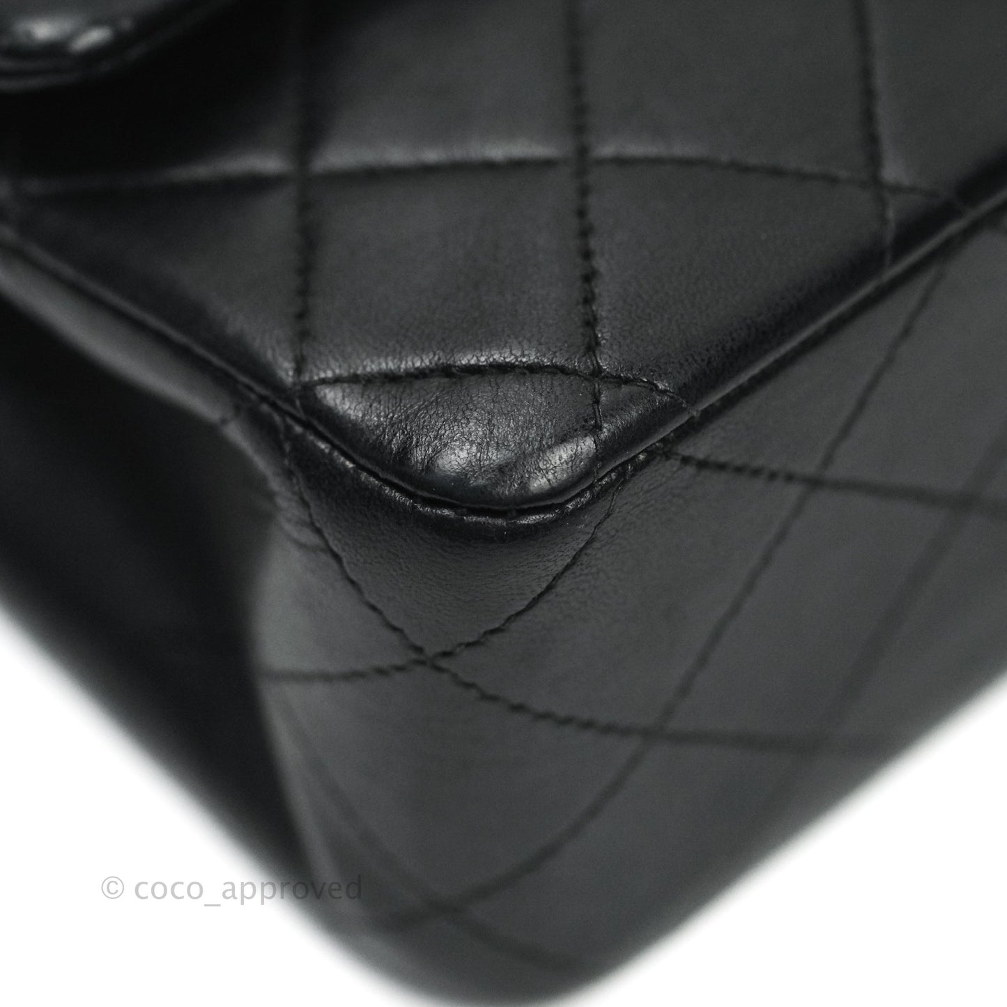 Chanel Vintage M/L Lambskin Medium Double Flap Bag Black