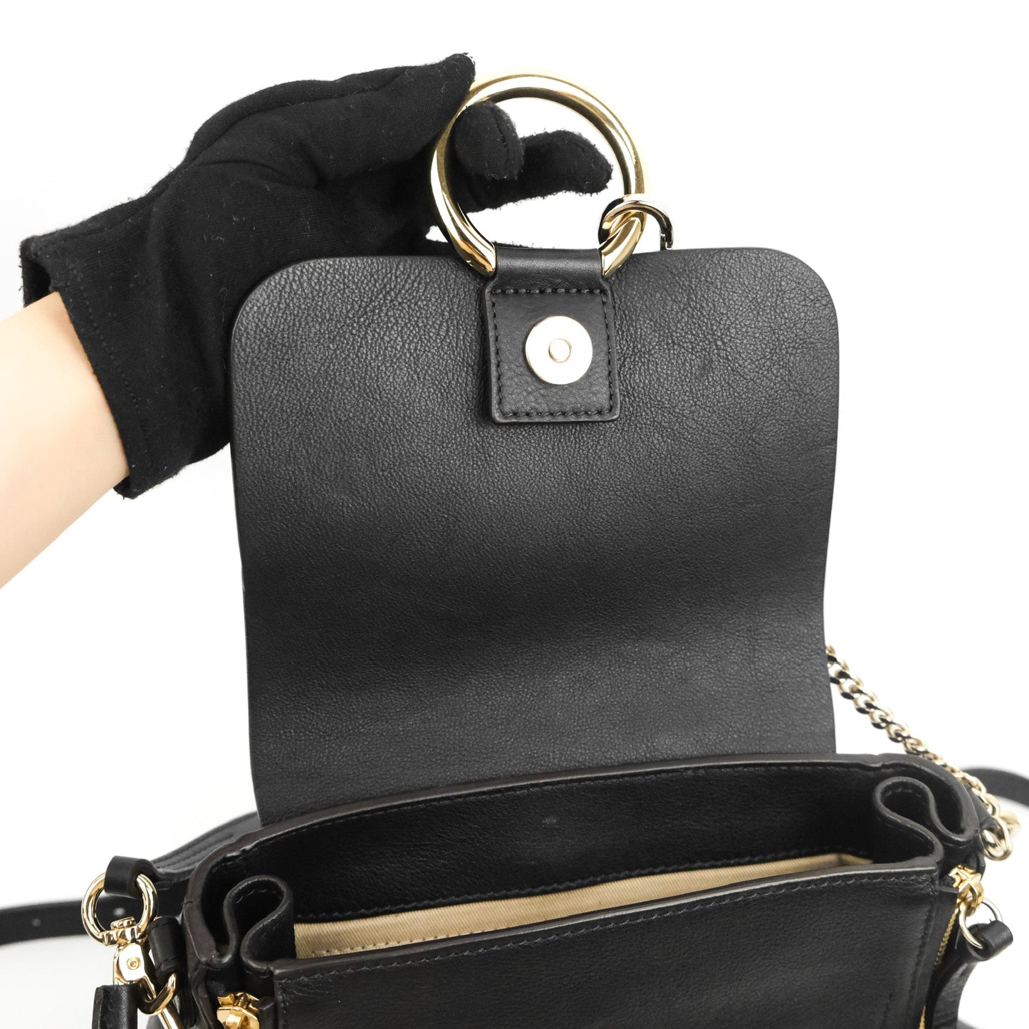 Chloe Small Faye Backpack Suede Calfskin Black Gold Hardware