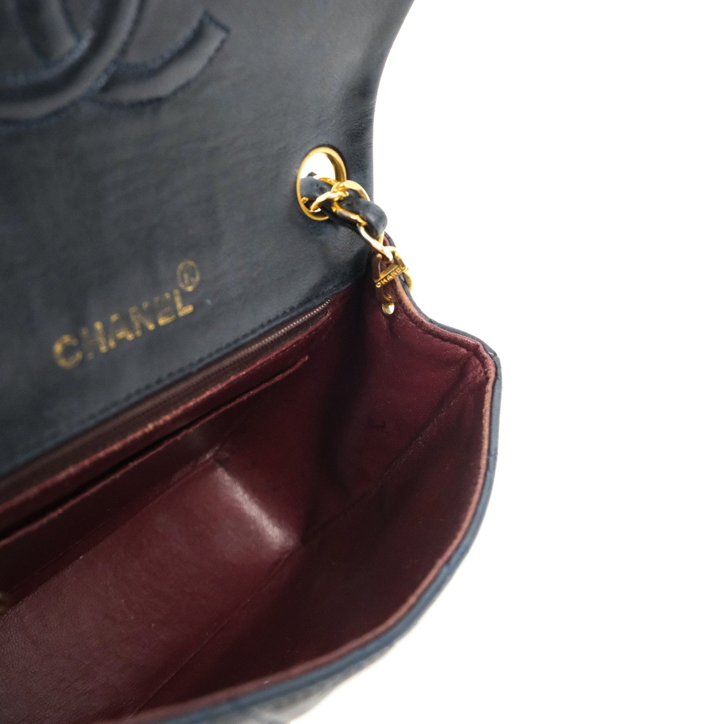 Chanel Vintage Mini Square Navy Lambskin 24K Gold Hardware