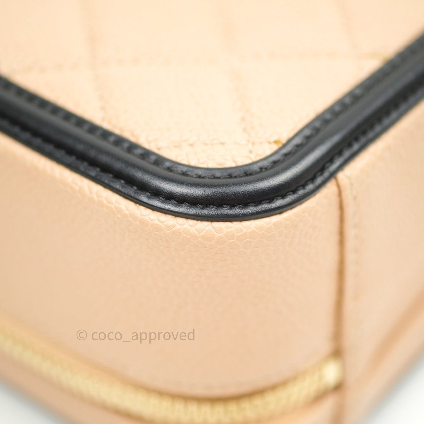 Chanel Quilted Medium CC Filigree Vanity Case Beige Caviar Gold Hardware