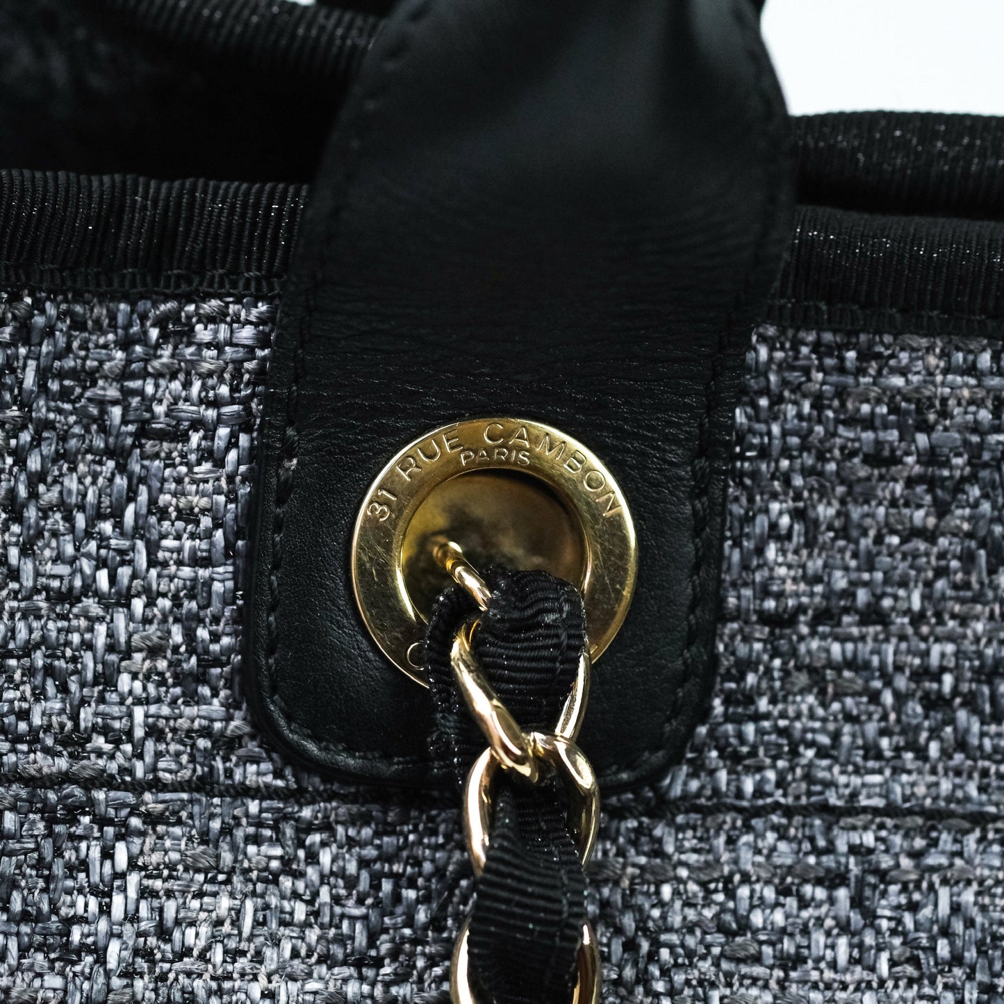 Chanel Large Deauville Charcoal Grey Canvas