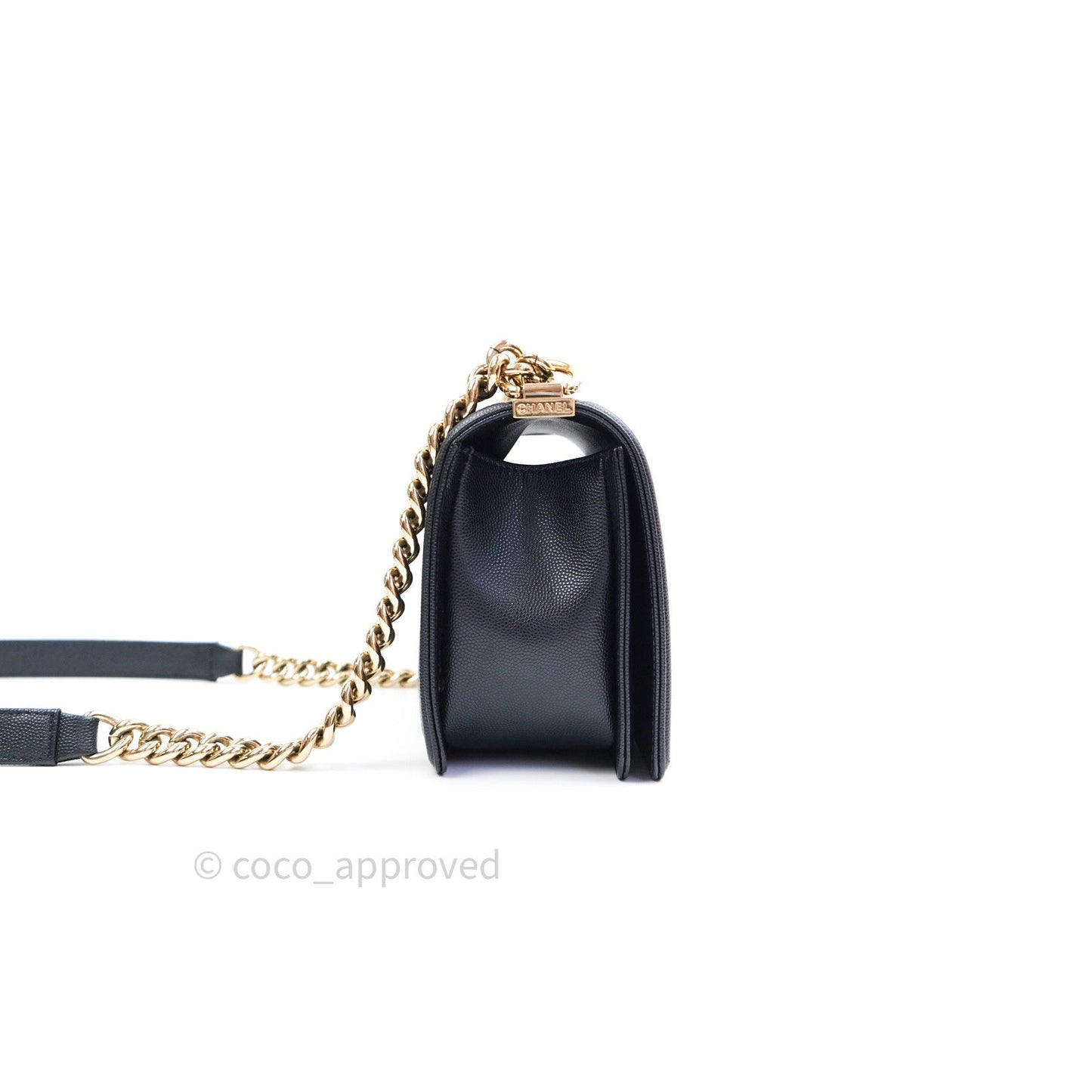 Chanel Boy Chevron Medium Black Caviar Gold Hardware