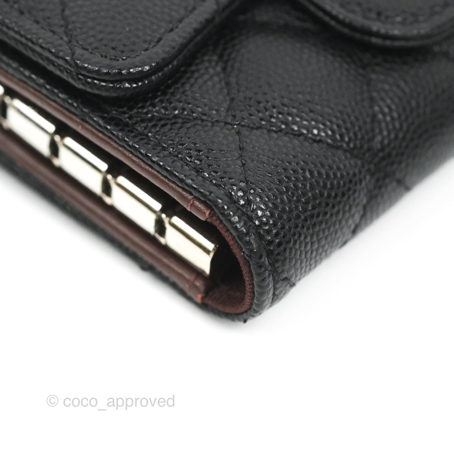 Chanel Quilted Classic 4 Key Holder Wallet Black Caviar Silver Hardware