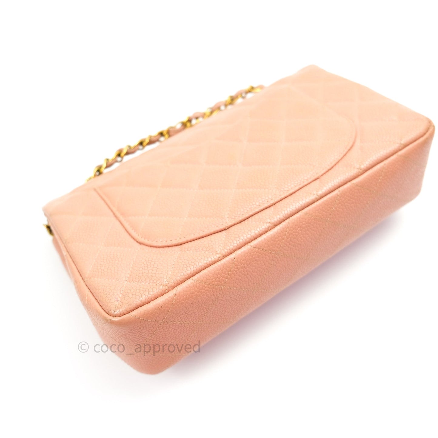 Chanel Vintage Classic Double Flap S/M Small Peach Beige 24K Gold Hardware
