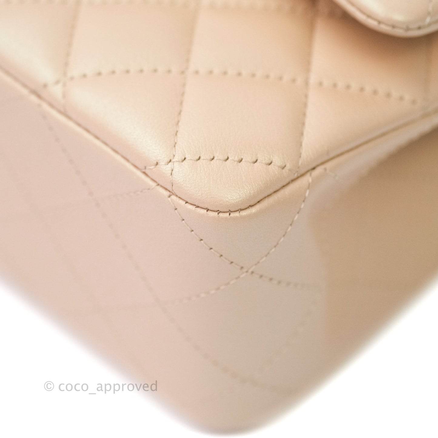 Chanel M/L Medium Double Flap Bag Iridescent Beige Calfskin Gold Hardware 21S