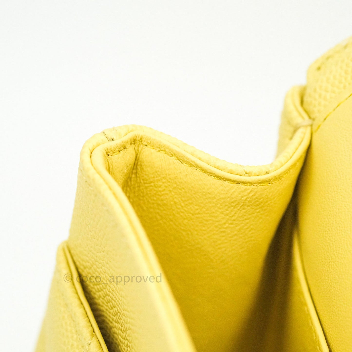 Chanel Classic M/L Medium Double Flap Bag Light Yellow Caviar Silver Hardware