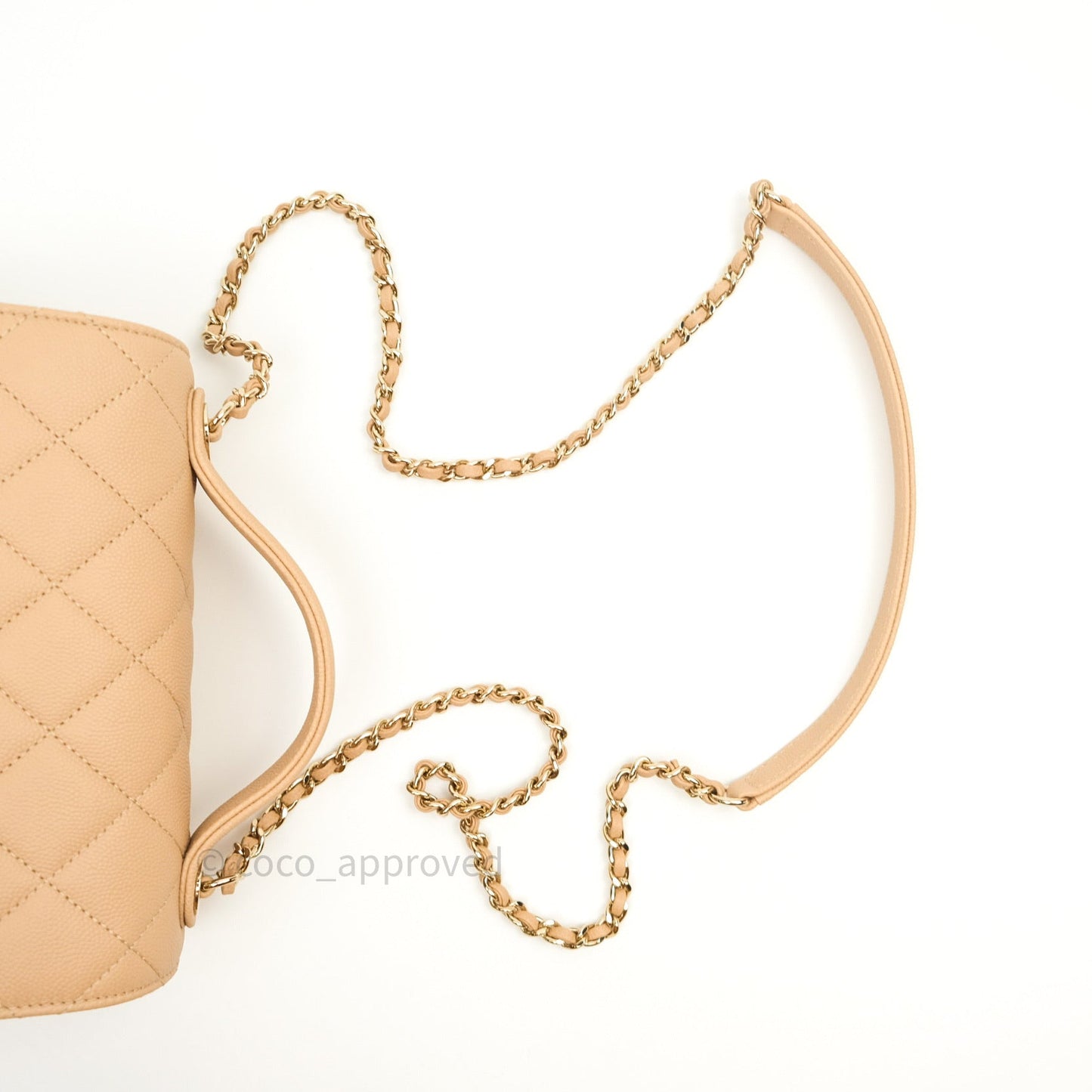 Chanel Quilted Small Business Affinity Flap Beige Caviar Light Gold Hardware