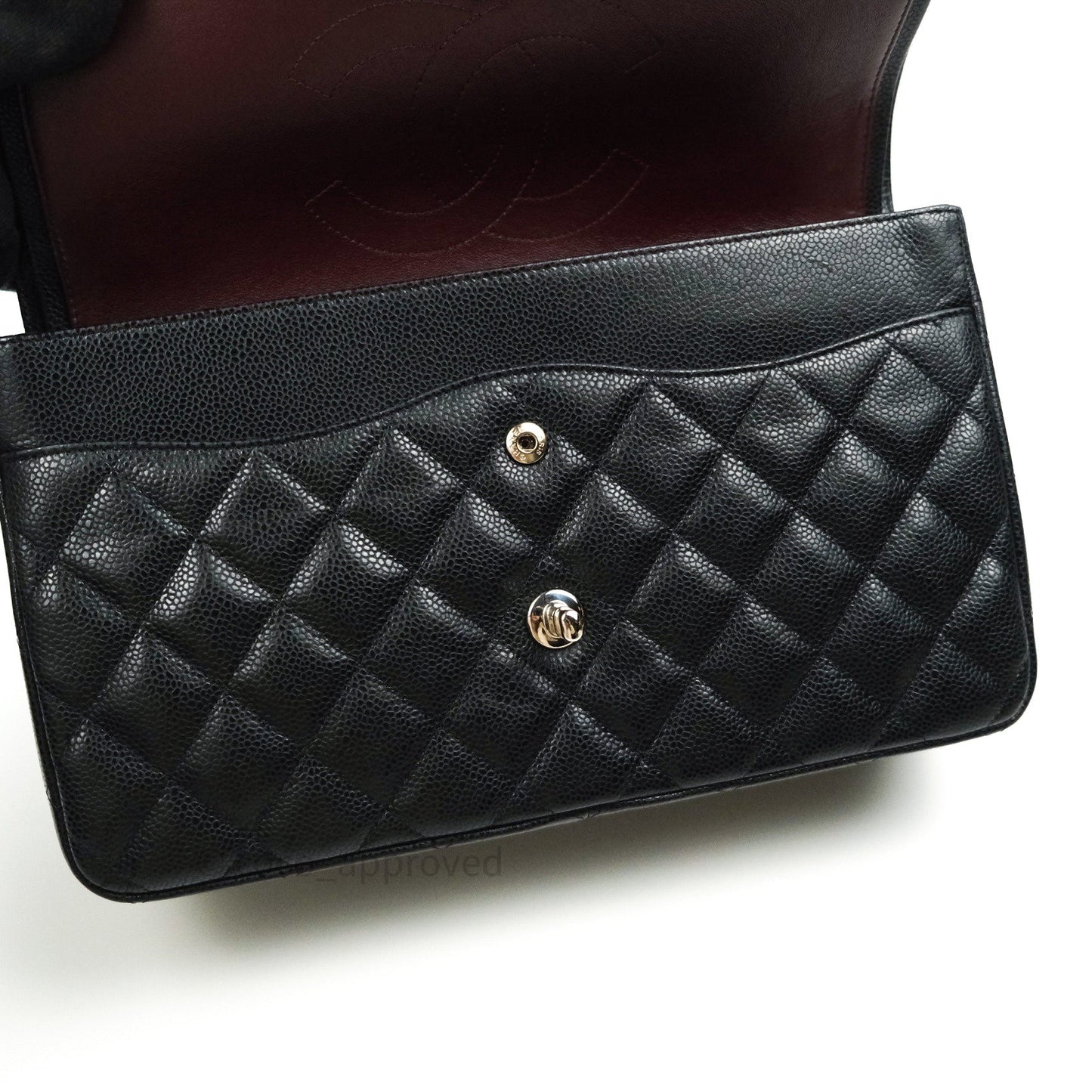 Chanel Classic Jumbo Double Flap Black Quilted Caviar Silver Hardware⁣⁣