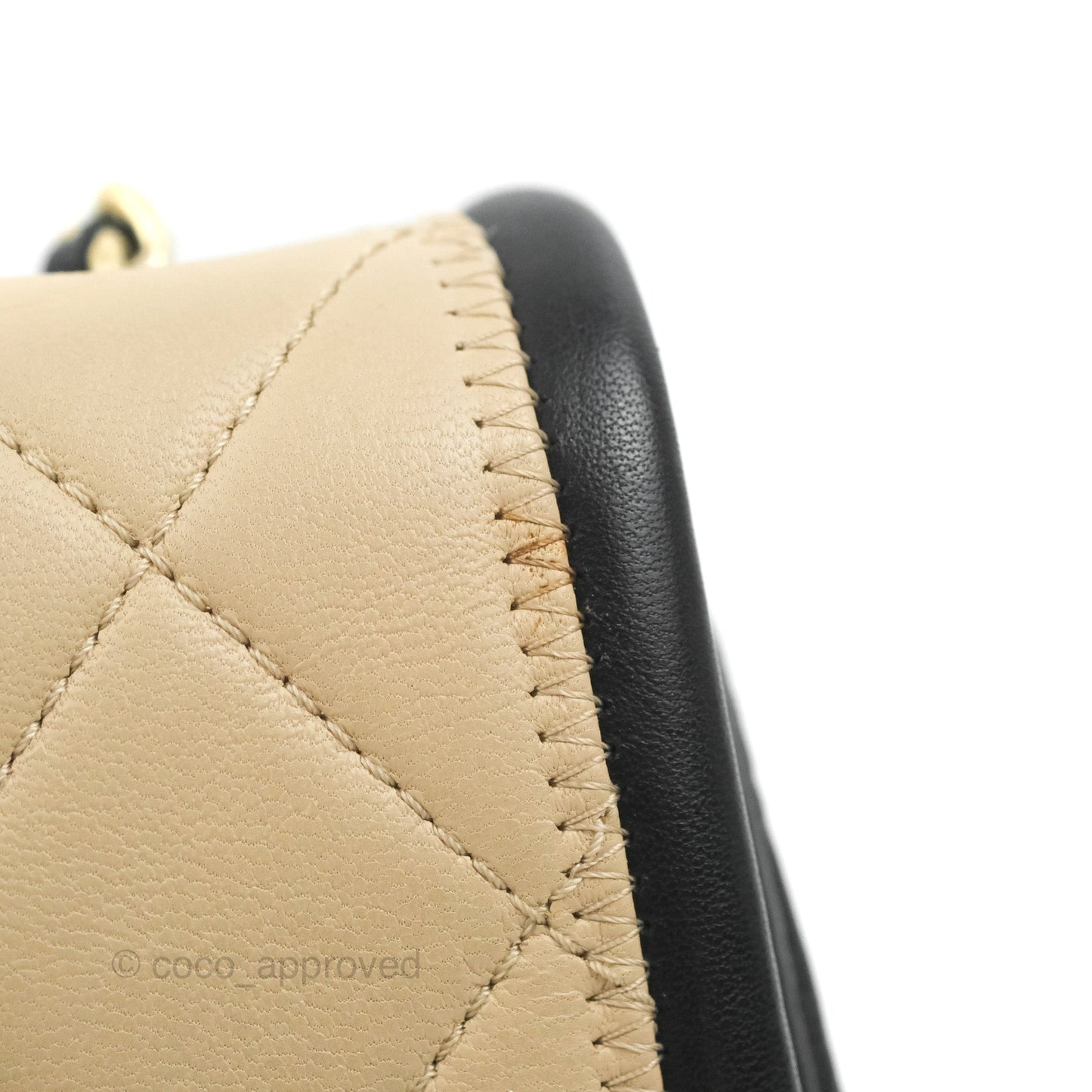 Chanel Quilted Graphic Flap Bag Black/Beige Calfskin Gold Hardware