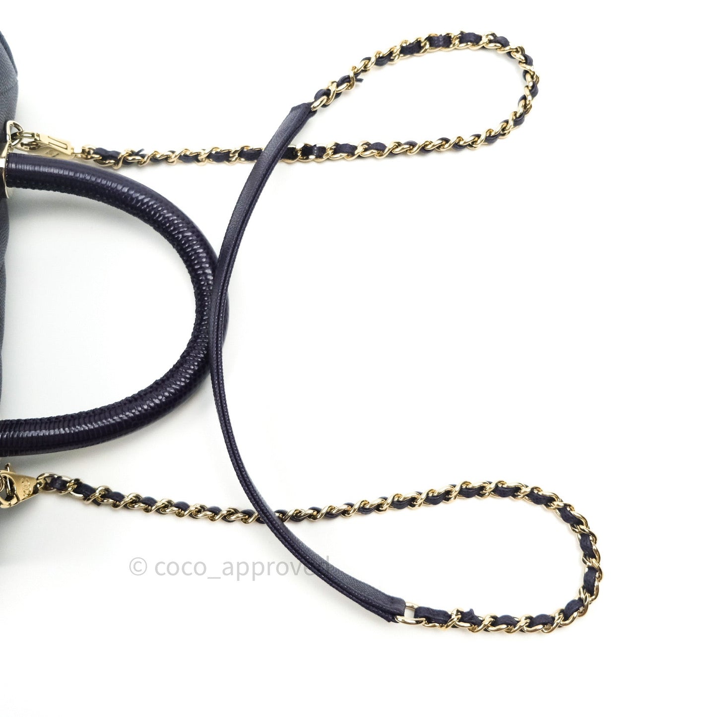 Chanel Mini Coco Handle Chevron Purple Caviar Quilted Gold Hardware