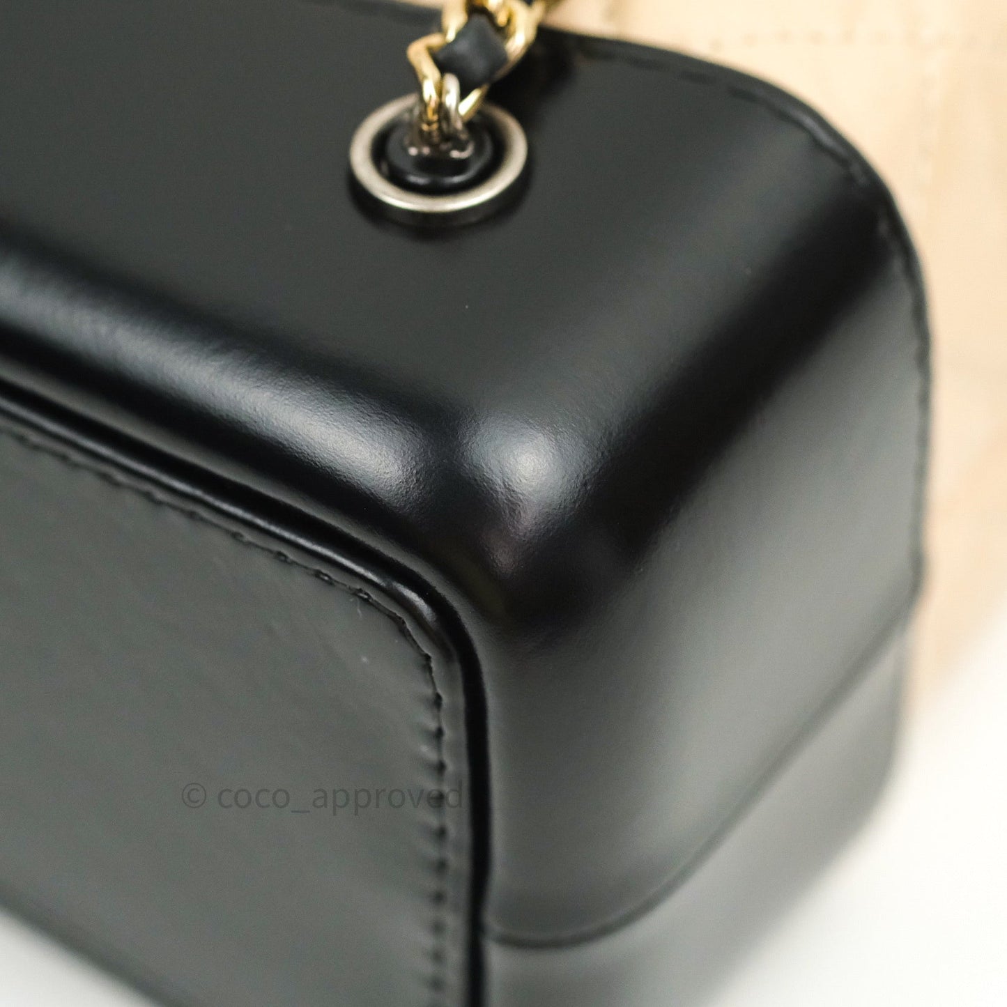 Chanel Gabrielle Backpack Black Aged Calfskin Small Beige Black