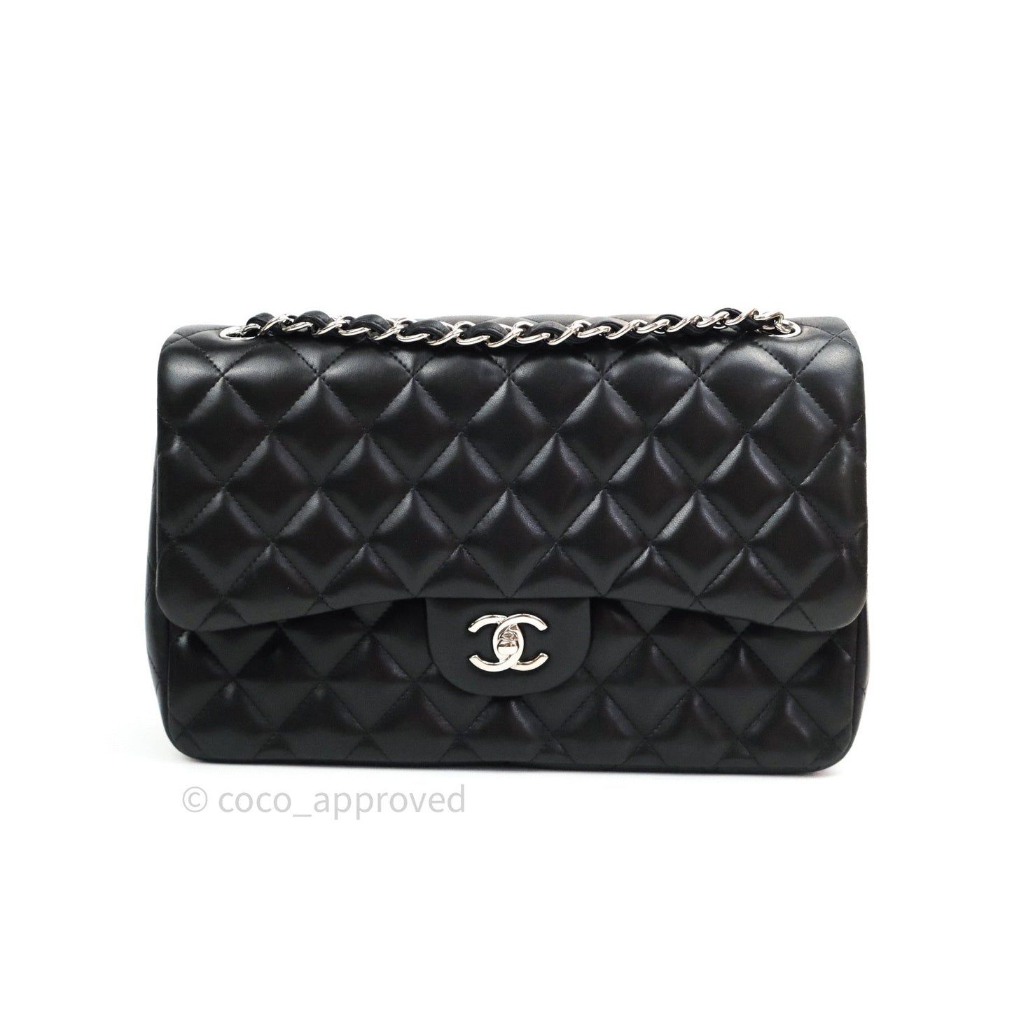 Chanel Jumbo Double Flap Black Lambskin Silver Hardware⁣⁣