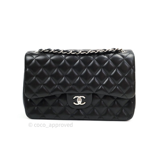 Chanel Jumbo Double Flap Black Lambskin Silver Hardware⁣⁣