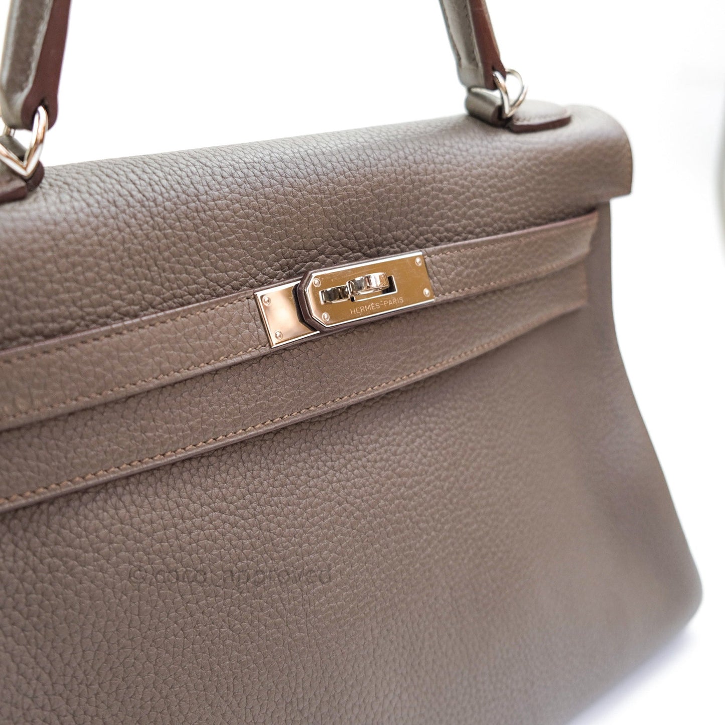 Hermès Taurillon Clemence Kelly Retourne 32 Etain Palladium Hardware