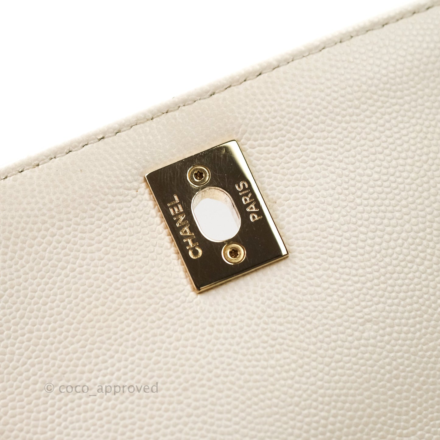 Chanel Quilted Small Business Affinity Flap Ivory Caviar Light Gold Hardware