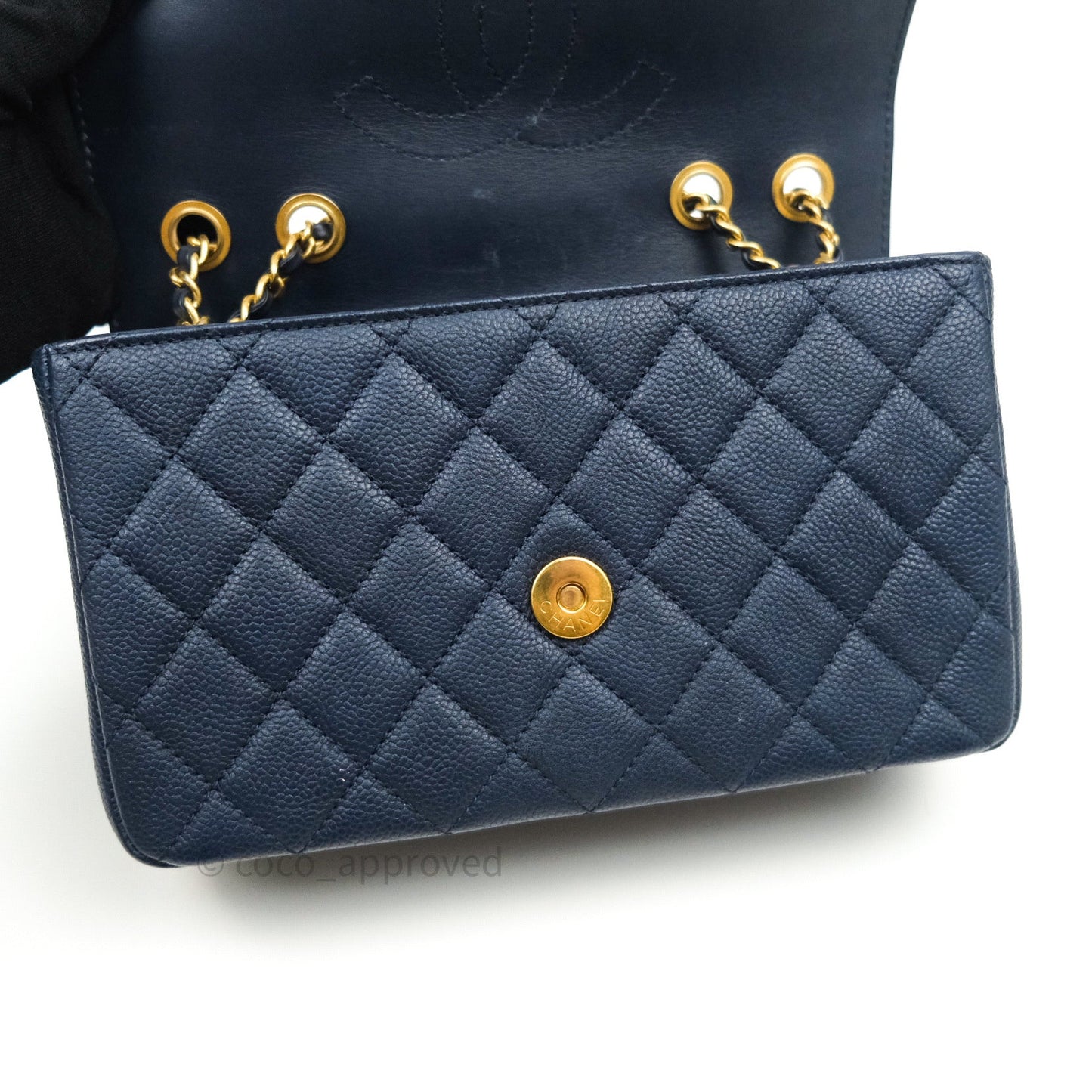 Chanel Caviar Quilted Small CC Filigree Flap Navy Black