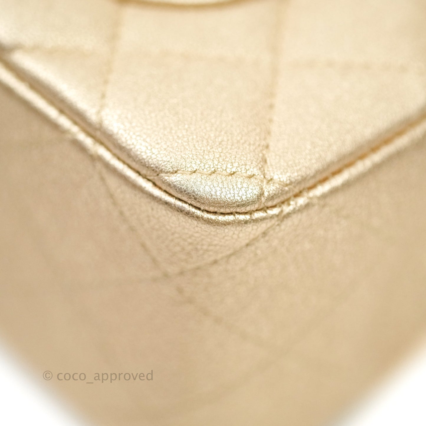 Chanel Quilted Mini Rectangular Metallic Champagne Gold Lambskin Gold Hardware