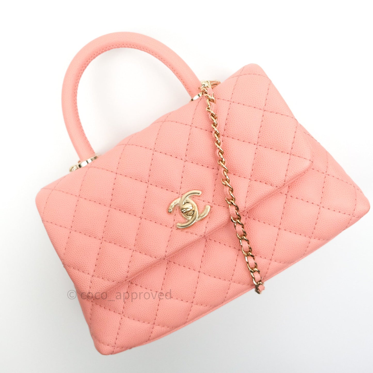Chanel Mini Coco Handle Pink Caviar Quilted Gold Hardware