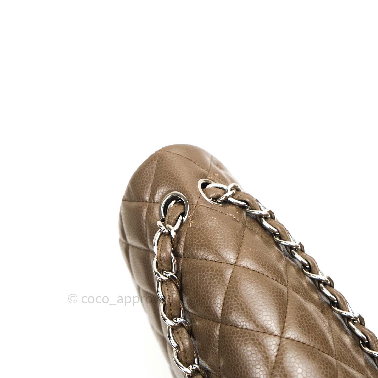 Chanel Double Flap Maxi Khaki Caviar Silver Hardware