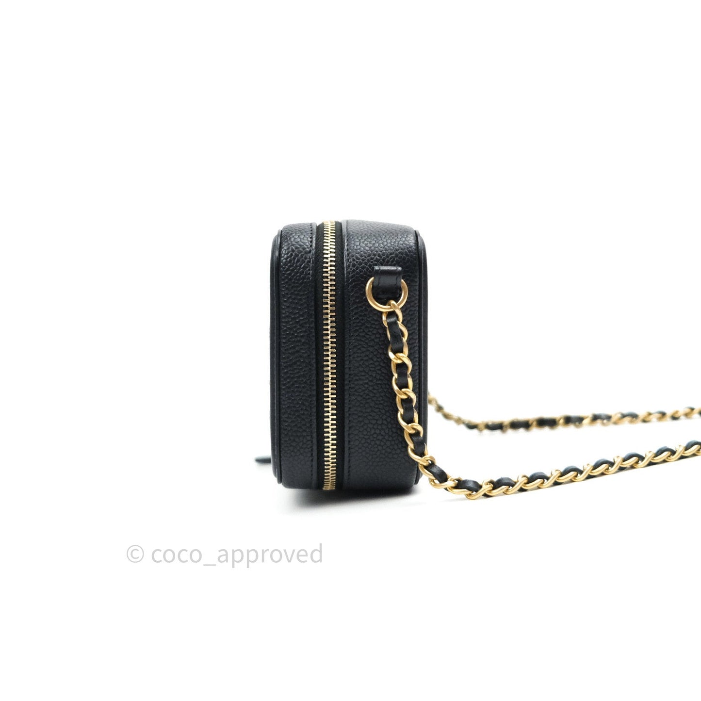 Chanel Quilted CC Filigree Vanity Clutch With Chain Black Caviar