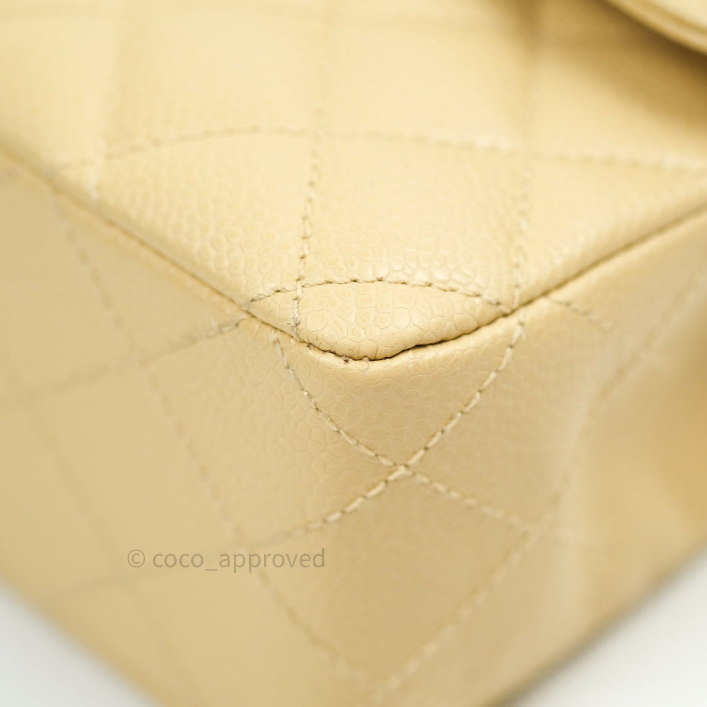 Chanel Vintage Classic Double Flap M/L Beige Caviar 24K Gold Hardware