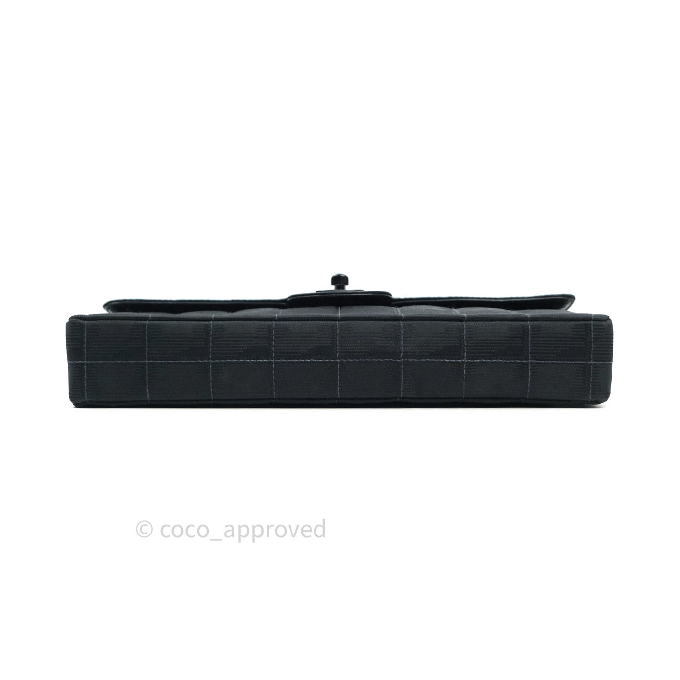 Chanel Denim So Black Camellia Clutch With Chain